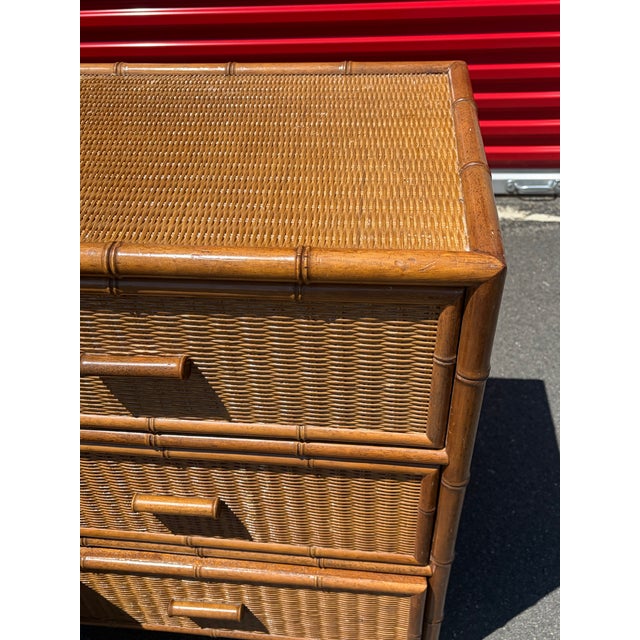 1970s Vintage 1970’s 72”Faux Bamboo Credenza Dresser For Sale - Image 5 of 10