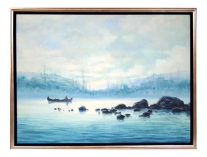 Jorge Braun Tarallo, Canoe on Blue Lake, Oil on Canvas, Signed l.r.