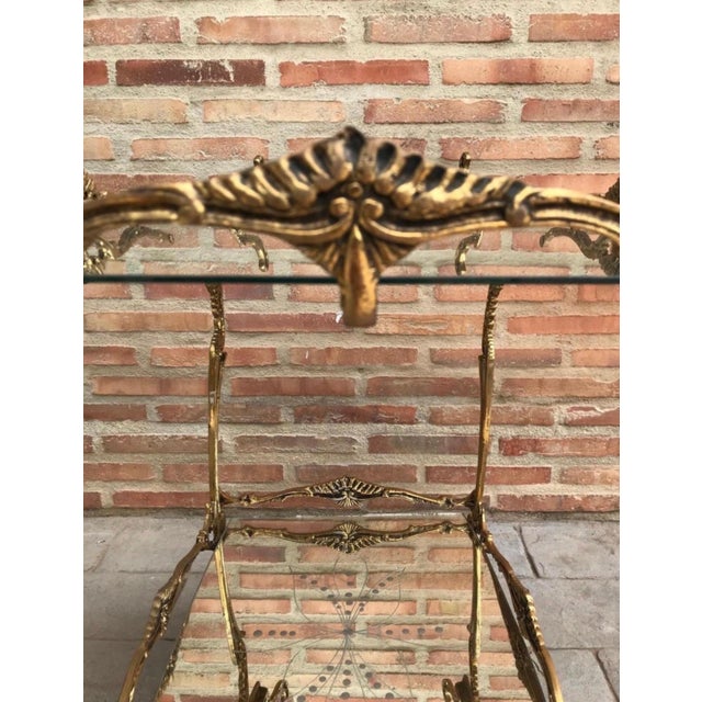 French Style Bronze Bar Cart with Wheels, Mid-20th Century For Sale - Image 11 of 11