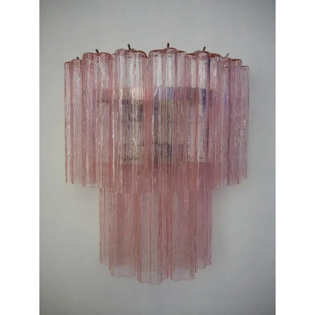 Murano Glass Tube Wall Sconces with Pink Glass Tubes, Set of 2 For Sale - Image 4 of 13