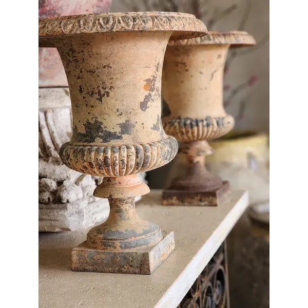 Metal Pair of 19th Century Italian Rendez-Vous Sunset Urns For Sale - Image 7 of 18