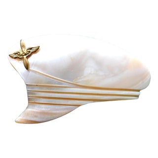 Mother of Pearl Wwii Sea Captain's Hat Brooch Pin For Sale