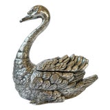 1880’s Victorian Meriden Britannia Quadruple Plate Figural Swan Covered Vessel For Sale