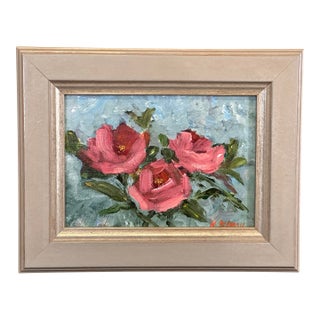 Afternoon Trio Roses Impressionist Acrylic Painting For Sale