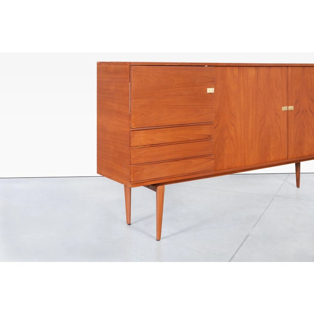 Mid-Century Modern Scandinavian Modern Teak Tambour Door Credenza by h.w. Klein for Bramin For Sale - Image 3 of 12