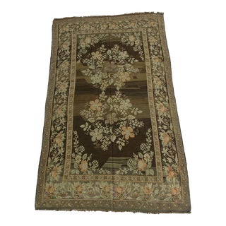 Ca. 1920 Antique Brown Floral Bessarabian Kilim Rug For Sale