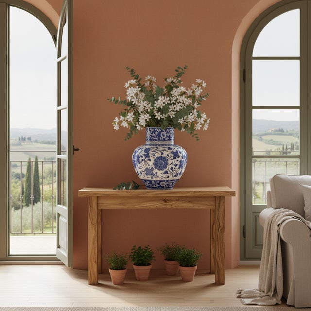 The Grandeur of the Ottoman Court This Monumental Handmade Ceramic Urn is not merely a vase; it is a statement of power...