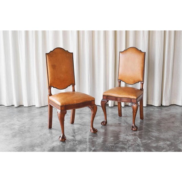 Set of Amsterdam Side Chairs in Patinated Cognac Leather from T Woonhuys, 1930s For Sale - Image 16 of 18