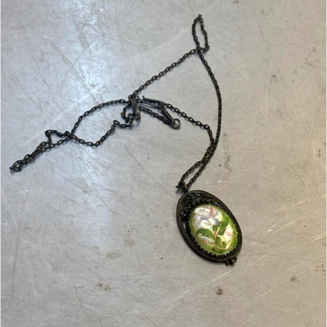 Victorian Victorian Style Floral Cameo Pendant Necklace For Sale - Image 3 of 5