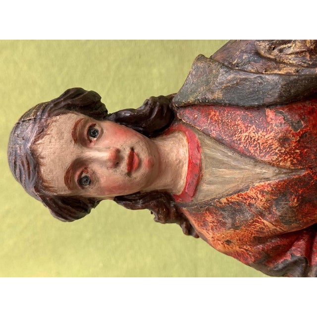 Baroque Saint Barbara, Polychrome Carving, 18th Century, Wood For Sale - Image 3 of 9