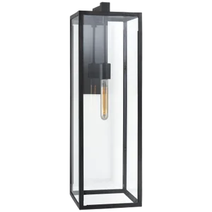 Chapman & Myers for Visual Comfort Signature Fresno Long Wall Sconce in Aged Iron with Clear Glass