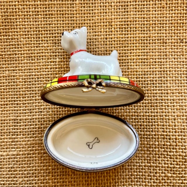 Red 1980s Limoges Porcelain Scottie Dog Box For Sale - Image 8 of 11