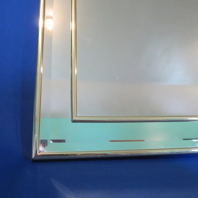 Brass 1980s Square Brass Double Frame With Beveled Edged Mirror For Sale - Image 8 of 14