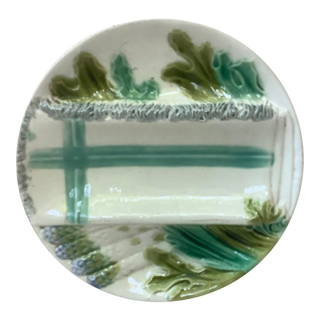 French Majolica Asparagus Plate Salins, circa 1890 For Sale