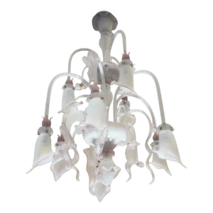Venetian Opaline and Pink Chandelier by Galliano Ferro, Italy 1950's.