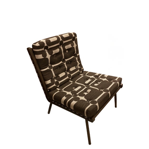 Armless Mid-Century Chairs Dim.: 21.5"W x 25"D x 29"H Origin: France Circa: 1950's Material: Wood frame, webbed back,...