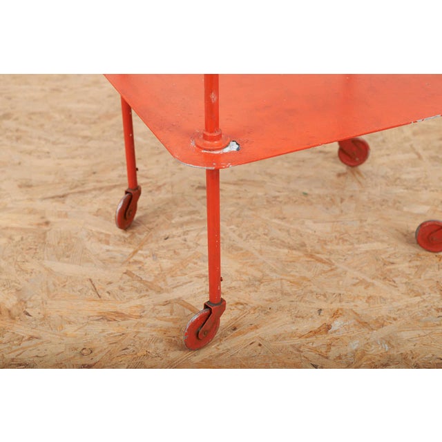 Serving Side Table with Steel Tube Frame and Sheet Metal Shelves For Sale - Image 6 of 11