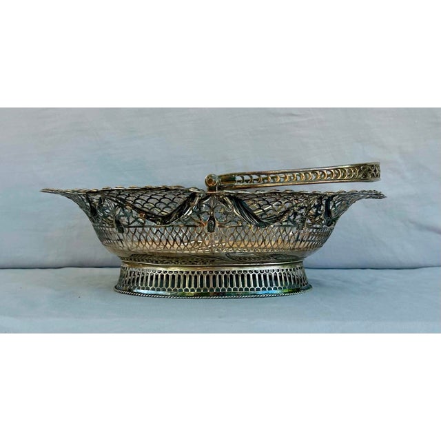 English Rare 18th Century English Sterling Silver Cake Basket by Burrage & Davenport, Circa 1775 For Sale - Image 3 of 11