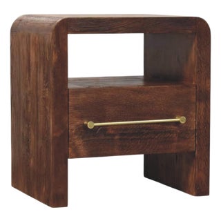 Tiger Oak and Mango Wood 1-Drawer Open-Shelf Nightstand For Sale