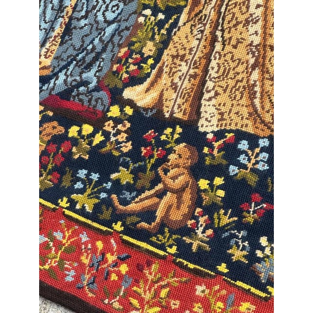 Vintage French Needlepoint Tapestry Lady and Licorn Taste, 1970s For Sale - Image 14 of 18