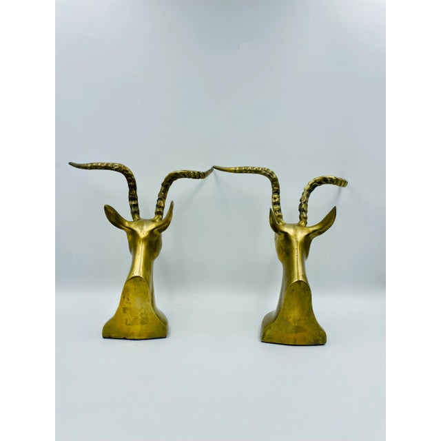 Mid 20th Century Regency Style Brass Gazelle Bookends - a Pair For Sale - Image 4 of 13