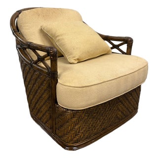 Lexington Tommy Bahama Bali Hai Collection Diamond Cove Rattan Swivel Chair For Sale