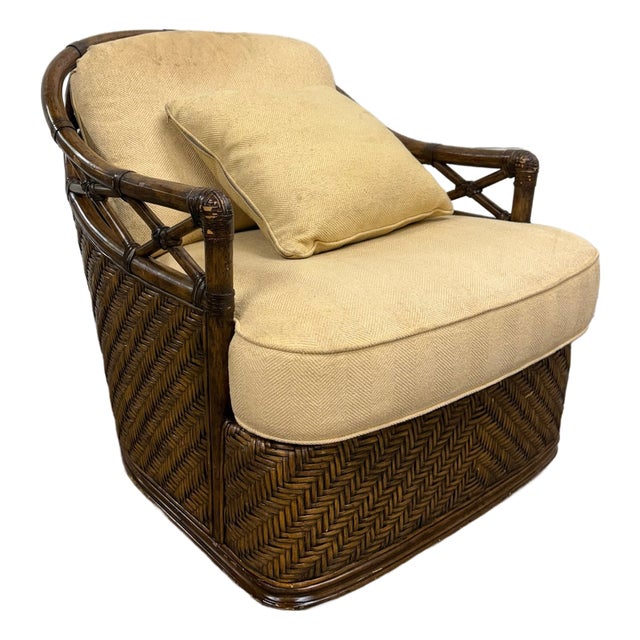 Lexington Tommy Bahama Bali Hai Collection Diamond Cove Rattan Swivel Chair For Sale