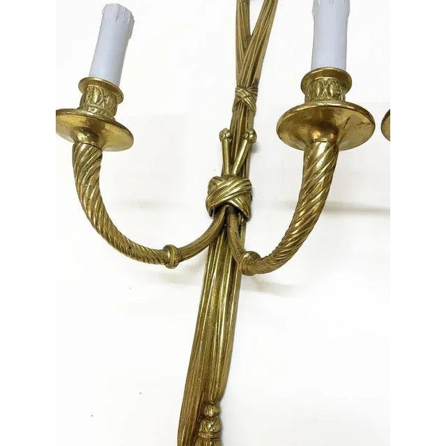 19th Century Louis XVI Style Knot and Tassel Candle Wall Lights, Set of 2 For Sale - Image 18 of 18