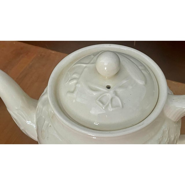 Off-white Mid 20th Century Wedgewood Devonshire Off-White Embossed Neoclassical Hunting Scene Teapot For Sale - Image 8 of 11