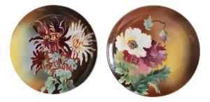 Vintage French Floral Terre de Fer Decorative Plates from Boulenger & Choisy Le Roi, 1900s, Set of 2