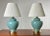 1970’s Teal Glass and Brass Ginger Jar Table Lamps For Sale - Image 10 of 11