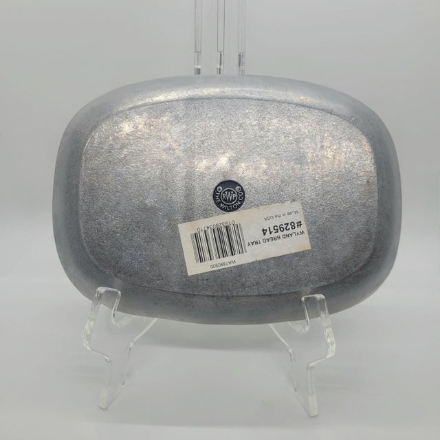 Coastal Late 20th Century Wilton Armetale Wyland Whale Tail Bread Tray Pewter Metal Serving Dish For Sale - Image 3 of 7