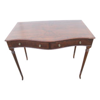 Walnut 2-Drawer Writing Table W/ Burl Walnut Top For Sale