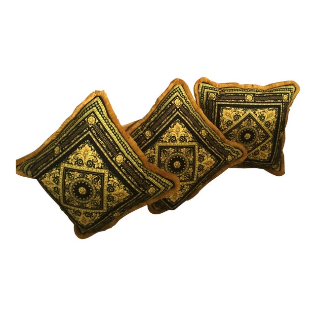 Italian Cistom Made Versace Pillows - Set of 3 For Sale