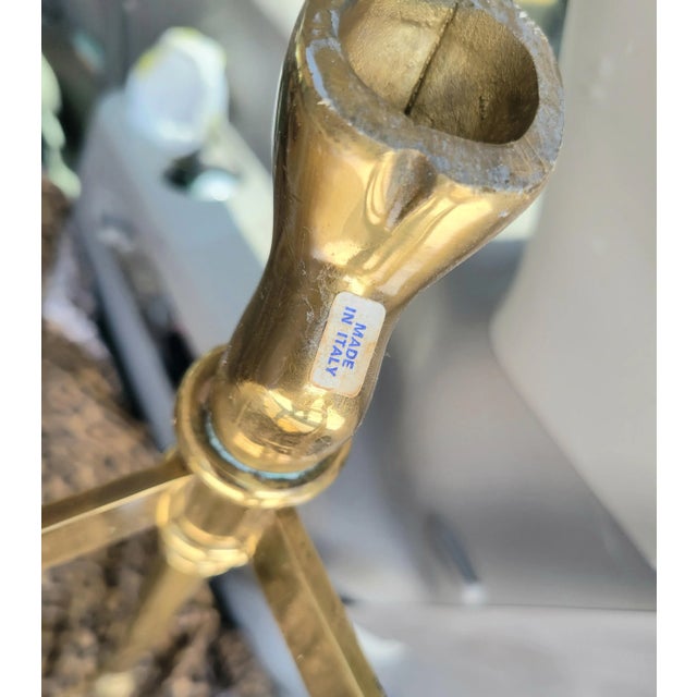 Vintage Italian Brass Hooved Feet Glass Top Mid Century Modern Traditional Console Table For Sale - Image 11 of 11