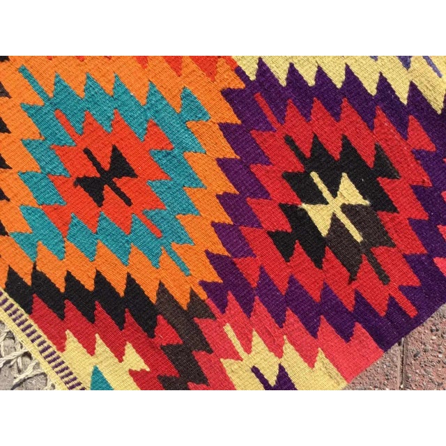 Orange 1960s Vintage Turkish Kilim Rug - 35" X 49" For Sale - Image 8 of 10