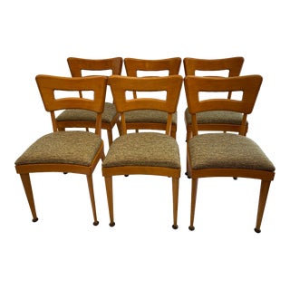Heywood Wakefield Dining Chairs Refinished and Newly Upholstered For Sale