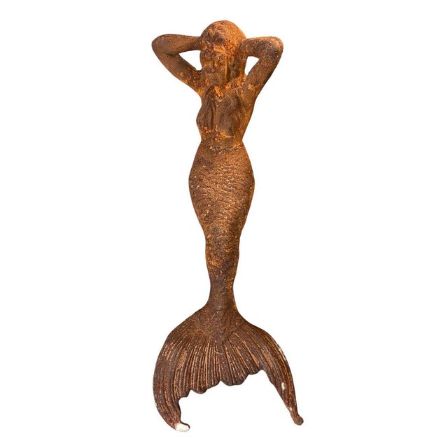 Antique Cast Iron Reclining Mermaid Garden Sculpture For Sale - Image 4 of 12