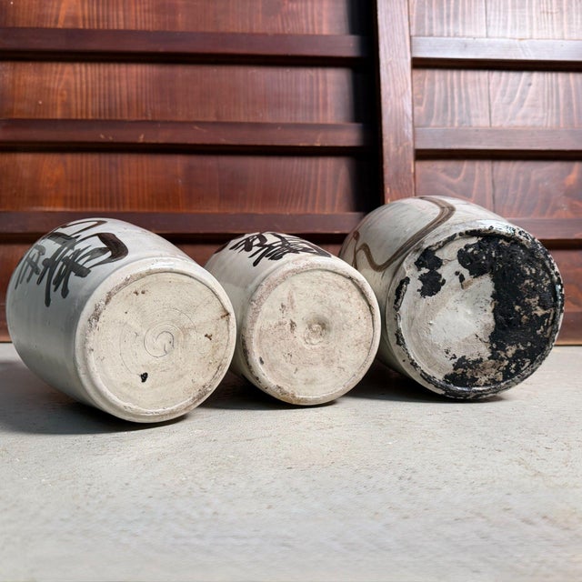 Black Japanese Tokkuri Sake Bottles with Calligraphy, 1940s, Set of 3 For Sale - Image 8 of 11