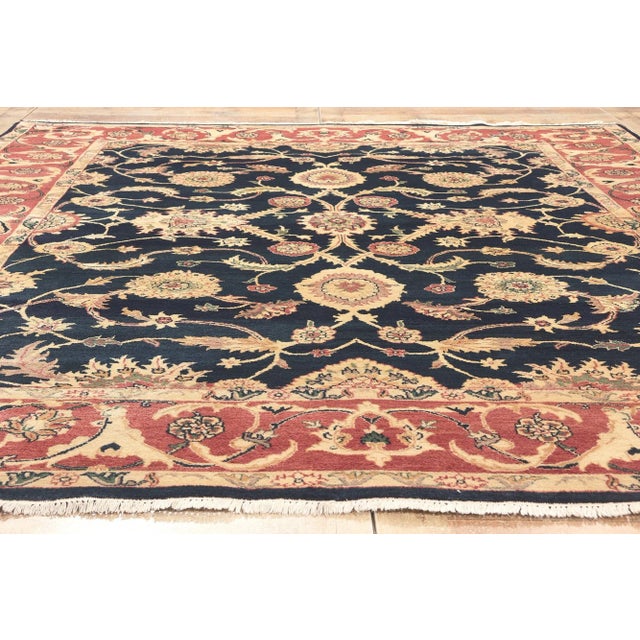 Ink Blue Late 20th Century Vintage Indian Rug - 07'11 X 10'01 For Sale - Image 8 of 9