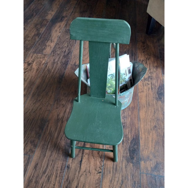 Antique Small Green Child's Chair For Sale - Image 4 of 12