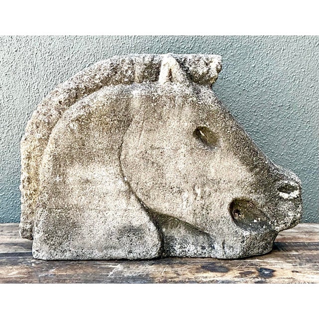 Vintage Cast Concrete Horse Head For Sale - Image 12 of 12