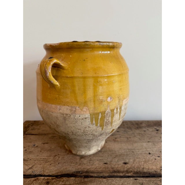 French Provincial French Confit Pot With Green Accent For Sale - Image 3 of 5