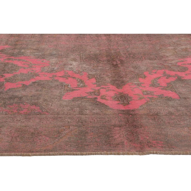 Hot Pink Mid 20th Century Industrial Maximalist Vintage Turkish Rug - 09’02 X 12’03 For Sale - Image 8 of 9