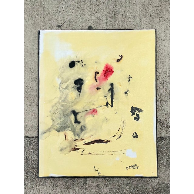 This compelling original oil on canvas by artist A. Avner is a masterclass in contemporary abstract expressionism. Created...
