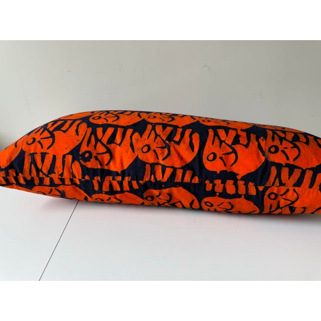 Early 21st Century Hand Dyed Elephant Block Print Lumbar Pillow For Sale In Charleston - Image 6 of 8