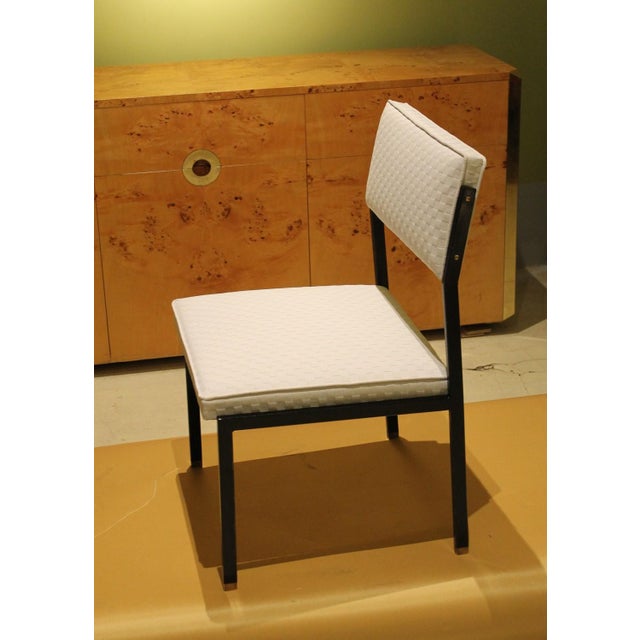 Italian Low Lounge Chairs with Black Iron Frame and Ice White Upholster by Milo Baughman, 1950s, Set of 6 For Sale - Image 6 of 18