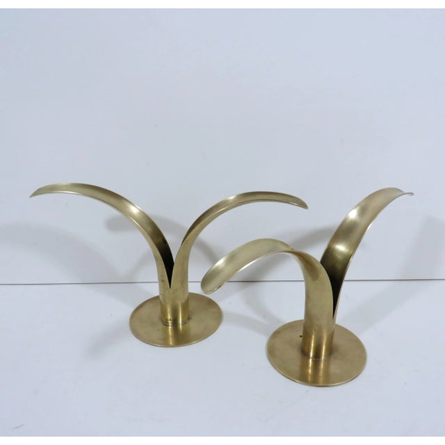 Metal Swedish Lily Candlesticks, a Pair For Sale - Image 7 of 9