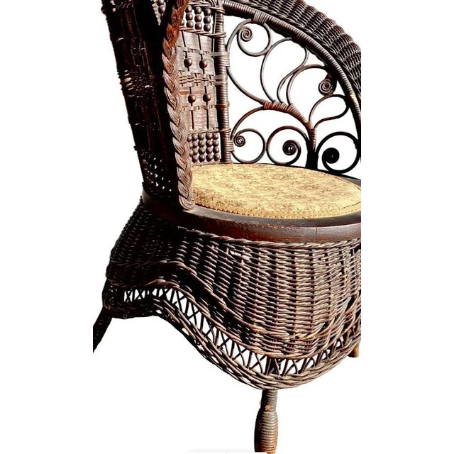 Early 20th Century Eastern Seaboard Jenkins & Phipps Stick and Ball Wicker Portrait Chair For Sale - Image 6 of 12