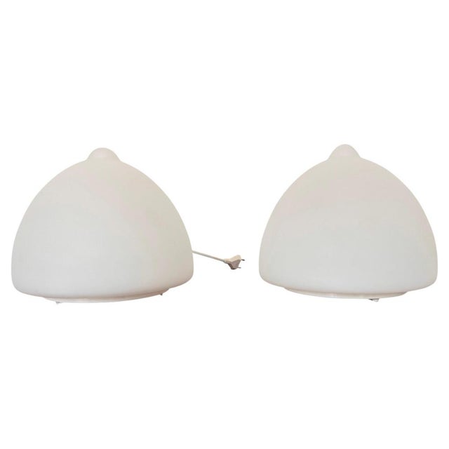White Czech Opaline Glass Sculptural Table Lamps, 1970s, Set of 2 For Sale - Image 8 of 8